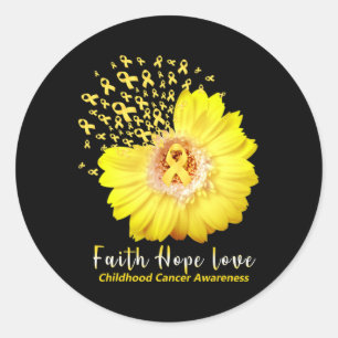 Faith Hope Love Kinderkrebs-Bewusstseins-Schleife Runder Aufkleber