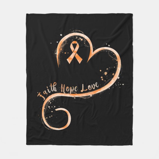 Faith Hope Love Orange Ribbon Leukemia Awareness  Fleecedecke (Vorderseite)