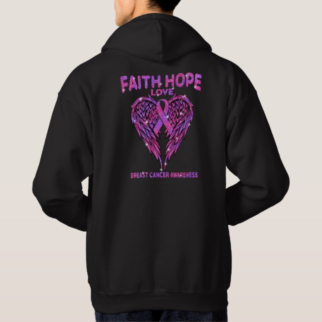Faith Hope Love Wings Breast Cancer Awareness Hoodie (Rückseite)