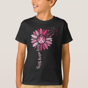 Faith Hope Sunflower Pink Brustkrebs Bewusstsein T-Shirt