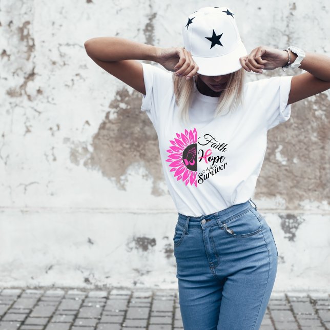 Faith Hope Survivor Brustkrebs Bewusstsein T-Shirt (Von Creator hochgeladen)