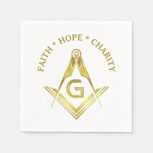 Faith Hope Wohltätigkeit Masonic Napkins Gold Fre Serviette