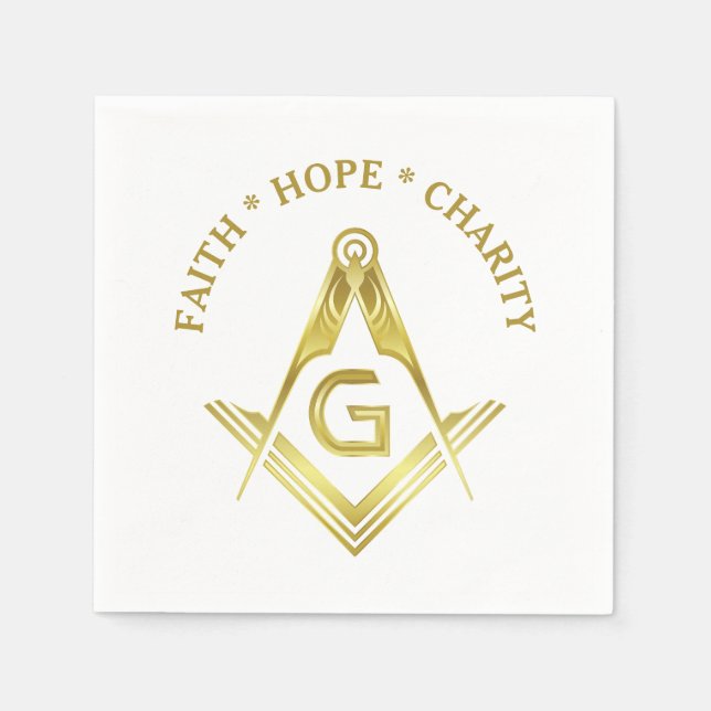 Faith Hope Wohltätigkeit Masonic Napkins Gold Free Serviette (Vorderseite)