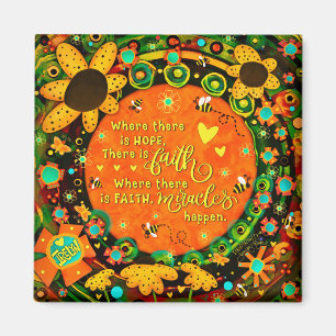 Faith Hübsch Orange Yellow Floral Bumblebee Irland Magnet