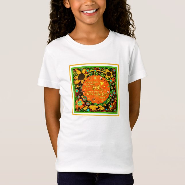 Faith Hübsch Orange Yellow Floral Bumblebee Irland T-Shirt (Vorderseite)