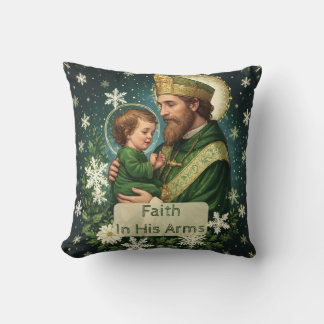 Faith in His Arms Saint Patrick with Baby Jesus  Kissen