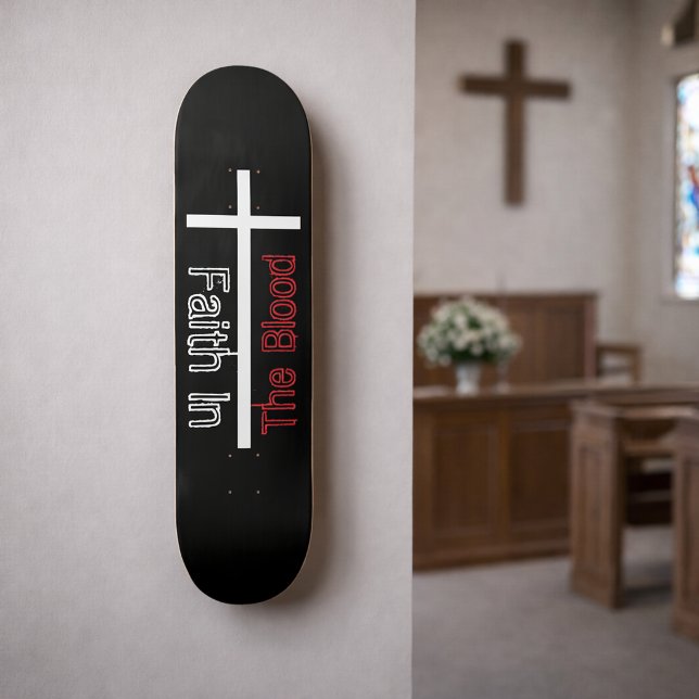 Faith In the Blood White Cross Skateboard (Von Creator hochgeladen)