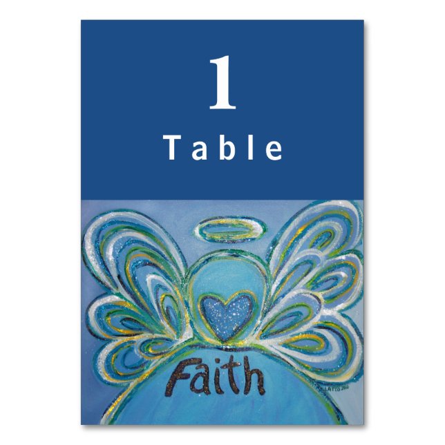 Faith Inspiration Word Engel Custom Table Cards Tischnummer (Vorderseite)