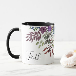 Faith Inspirational Burgundy Watercolor Floral Tasse