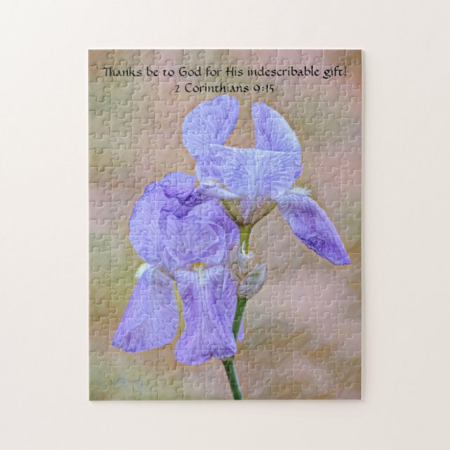 Faith Iris Blue Blume Bible Verse Puzzle (Vertikal)