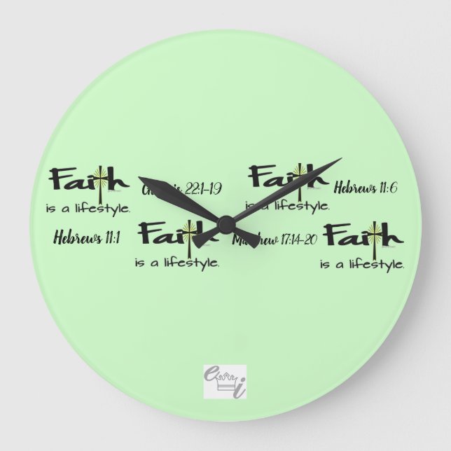 "Faith is a Lifestyle" Wall Clock Große Wanduhr (Vorderseite)