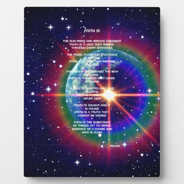 'Faith is' Gedicht Tabletop Plaque Fotoplatte (Vorderseite)