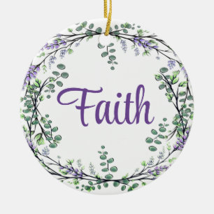 Faith Lavender Eucalyptus violette Blumen Grünpfla Keramik Ornament