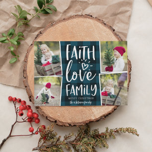 Faith Liebe Family   Weihnachtsfoto Collage Feiertagskarte