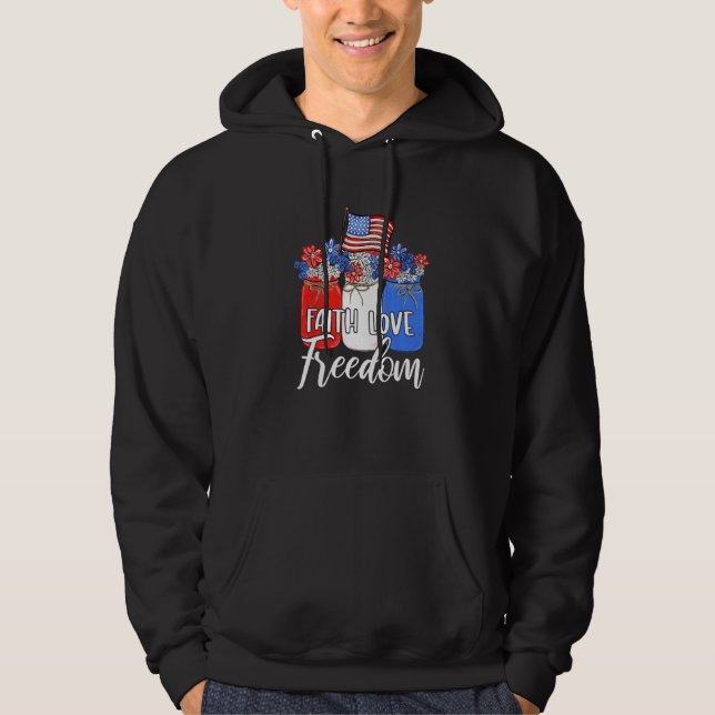 Faith Liebe Freedom Mason Jar American Flag Christ Hoodie (Vorderseite)