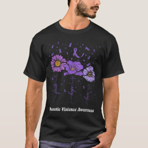 Faith Liebe Hoffnung Häusliche Gewalt Lila Ribbon T-Shirt