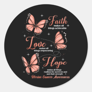 Faith Liebe Hope Butterfly Uterine Cancer Awarenes Runder Aufkleber