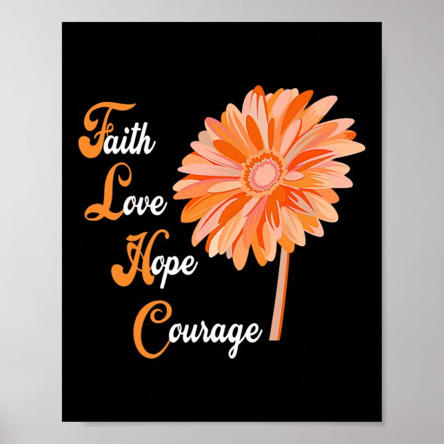 Faith Liebe Hope Courage Aml Leukemia Awareness Poster (Vorne)