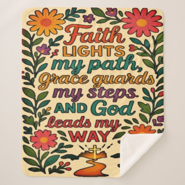 Faith Lights My Path Christian Art - Inspirationa Sherpadecke (Vorderseite)