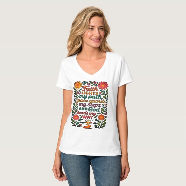  Faith Lights My Path Christian Art - Inspirationa T-Shirt (Vorderseite Vollansicht)