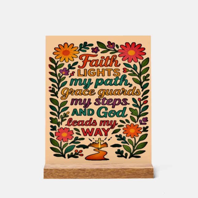 Faith Lights My Path Christian Art - Inspirational Acrylschild (Vorderseite)