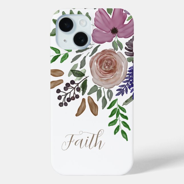 Faith Modern Feminine Christlich White Floral Case-Mate iPhone Hülle (Rückseite)