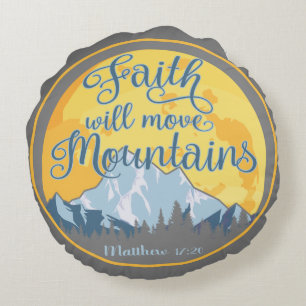 Faith Mountains Christliches Design Rundes Kissen