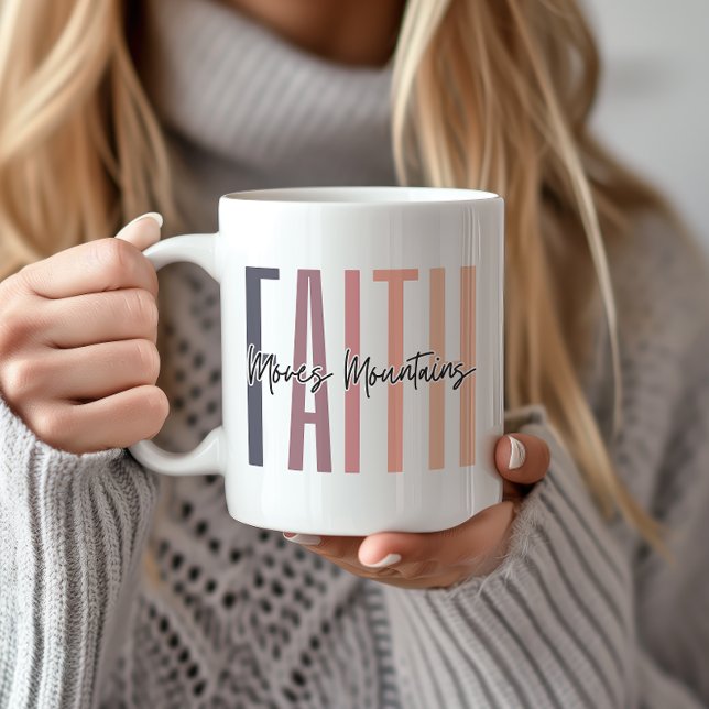 Faith Moves Mountains Bible Verse Kaffeetasse (Express your faith boldly and stylishly with our durable, meaningful "Faith Moves Mountains" mug.)