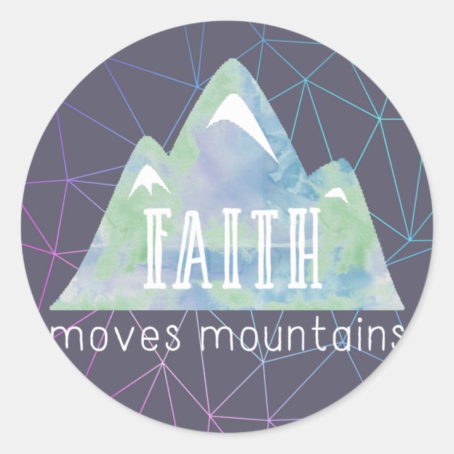 Faith Moves Mountains Lila Gles Runder Aufkleber (Vorderseite)