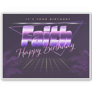 Faith Name Vorname lila retro Sticker Geburtstag