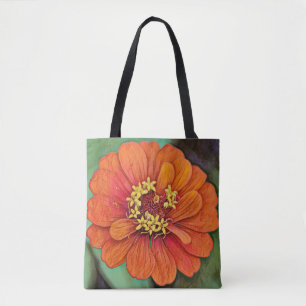 Faith Orange Zinnia Blume Tasche