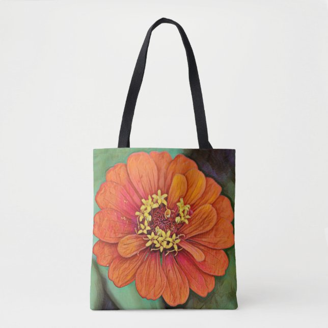 Faith Orange Zinnia Blume Tasche (Vorderseite)