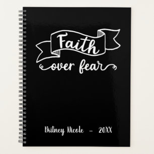 Faith Over Angst Elegante Script Black Personalisi Planer