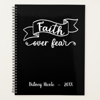 Faith Over Angst Elegante Script Black Personalisi Planer