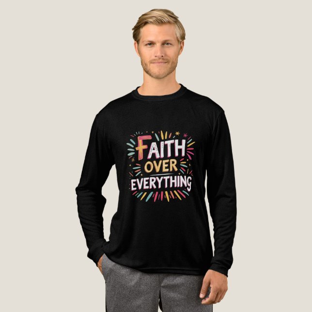 Faith Over Everything – Bold Belief Tri-Blend Shirt (Volle Vorderseite)