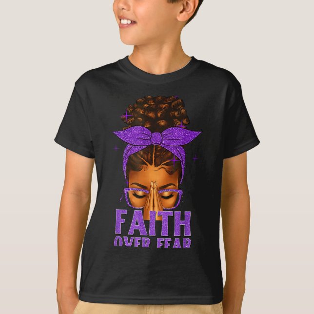 Faith Over Fear Black Women Afro Christian African T-Shirt (Vorderseite)