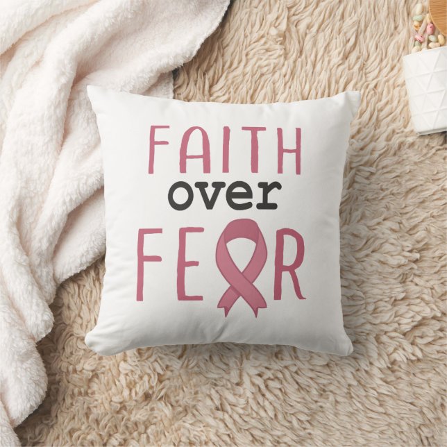 Faith Over Fear Breast Cancer Awareness Kissen (Decke)