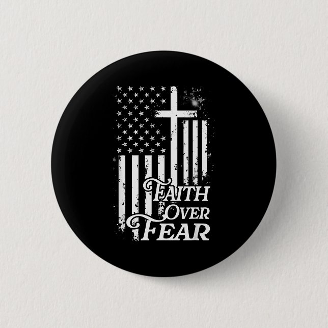 Faith Over Fear Christian American Flag Religious  Button (Vorderseite)