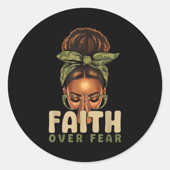 Faith Over Fear Christian Camo African American Af Runder Aufkleber (Vorderseite)