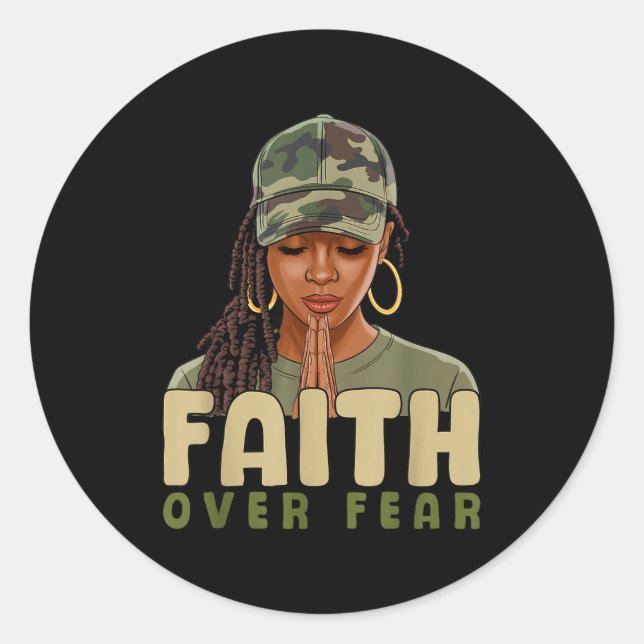 Faith Over Fear Christian Camo African American Af Runder Aufkleber (Vorderseite)