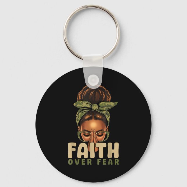 Faith Over Fear Christian Camo African American Af Schlüsselanhänger (Vorderseite)