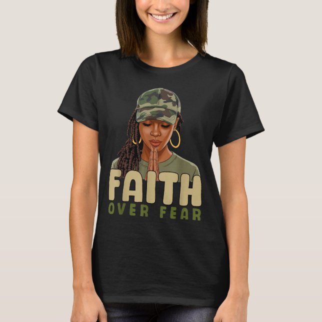 Faith Over Fear Christian Camo African American Af T-Shirt (Vorderseite)