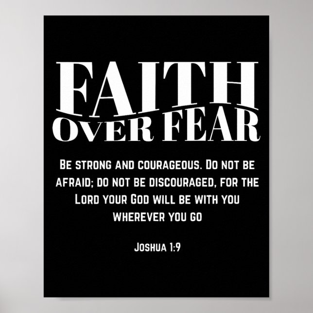 Faith Over Fear Christian Jesus Bible Verse Men Wo Poster (Vorne)