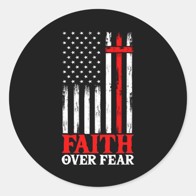 Faith Over Fear Cool Christian Flag Cross Runder Aufkleber (Vorderseite)