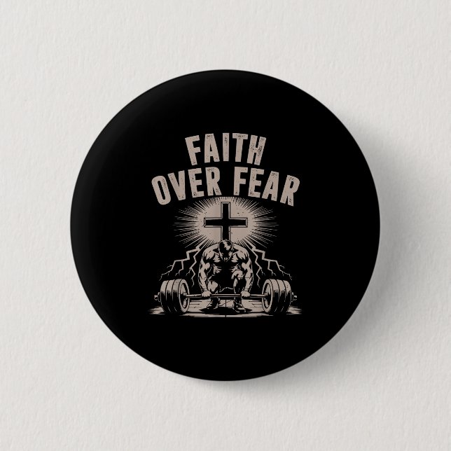 Faith Over Fear Funny Christian Workout Gym Jesus  Button (Vorderseite)