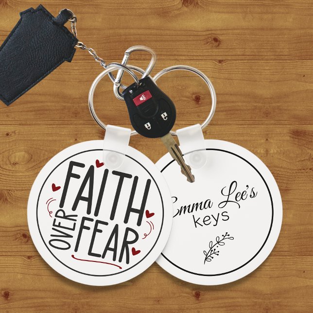 Faith Over Fear Religious Quote Customizable Schlüsselanhänger (Von Creator hochgeladen)