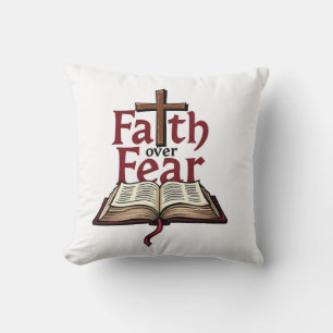 Faith Over Fear Vintage Jesus Faith T-Shirt (1) Kissen