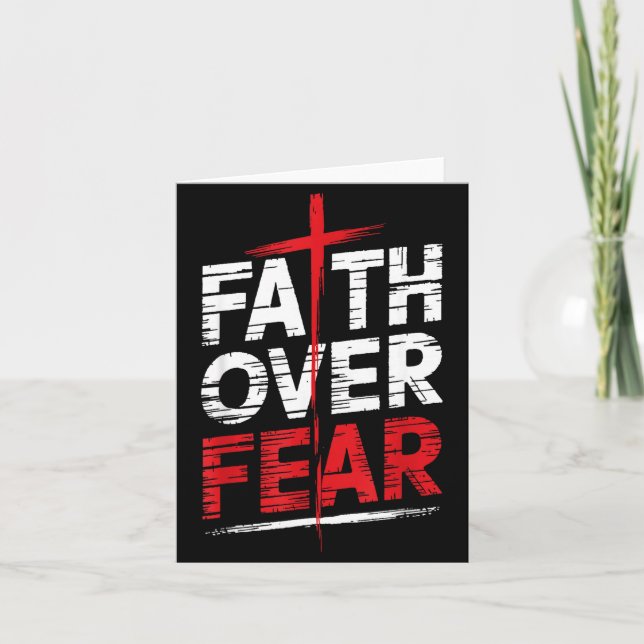 Faith Over Fear With Cross Christian Men  Karte (Vorderseite)
