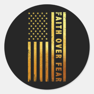 Faith Over Fears Cool Christian Cross American Runder Aufkleber