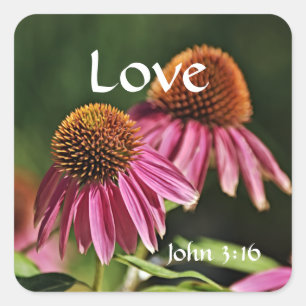 Faith Pink Wildblume Liebe Bibelaufkleber Quadratischer Aufkleber
